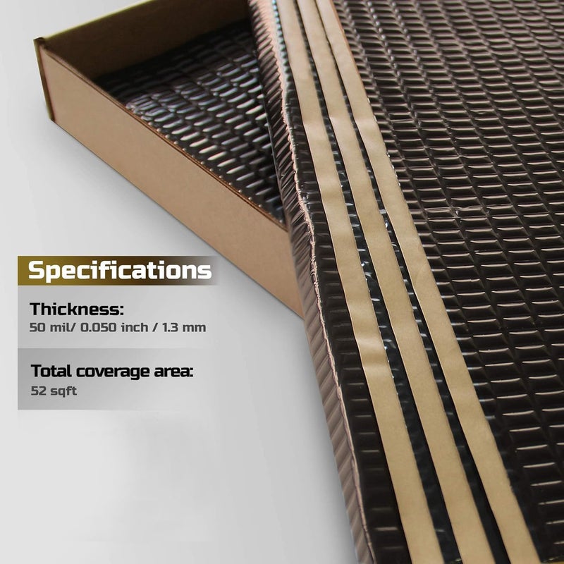 Siless Black 50 mil 52 sqft Sound Deadening mat - Sound Deadener Mat - Car Sound Dampening Material - Sound dampener - Sound deadening Material Sound Insulation - Car Sound deadening - Image 3